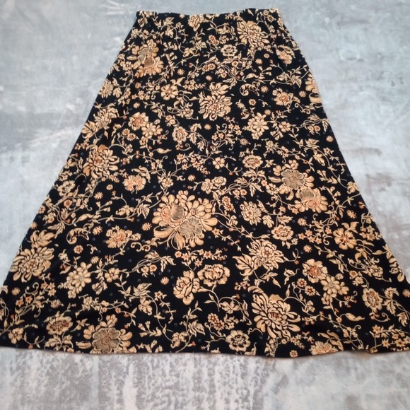 Coldwater Creek Skirt Womens Petite Medium Floral Ruffle Midi Boho Whimsigoth - Picture 1 of 10